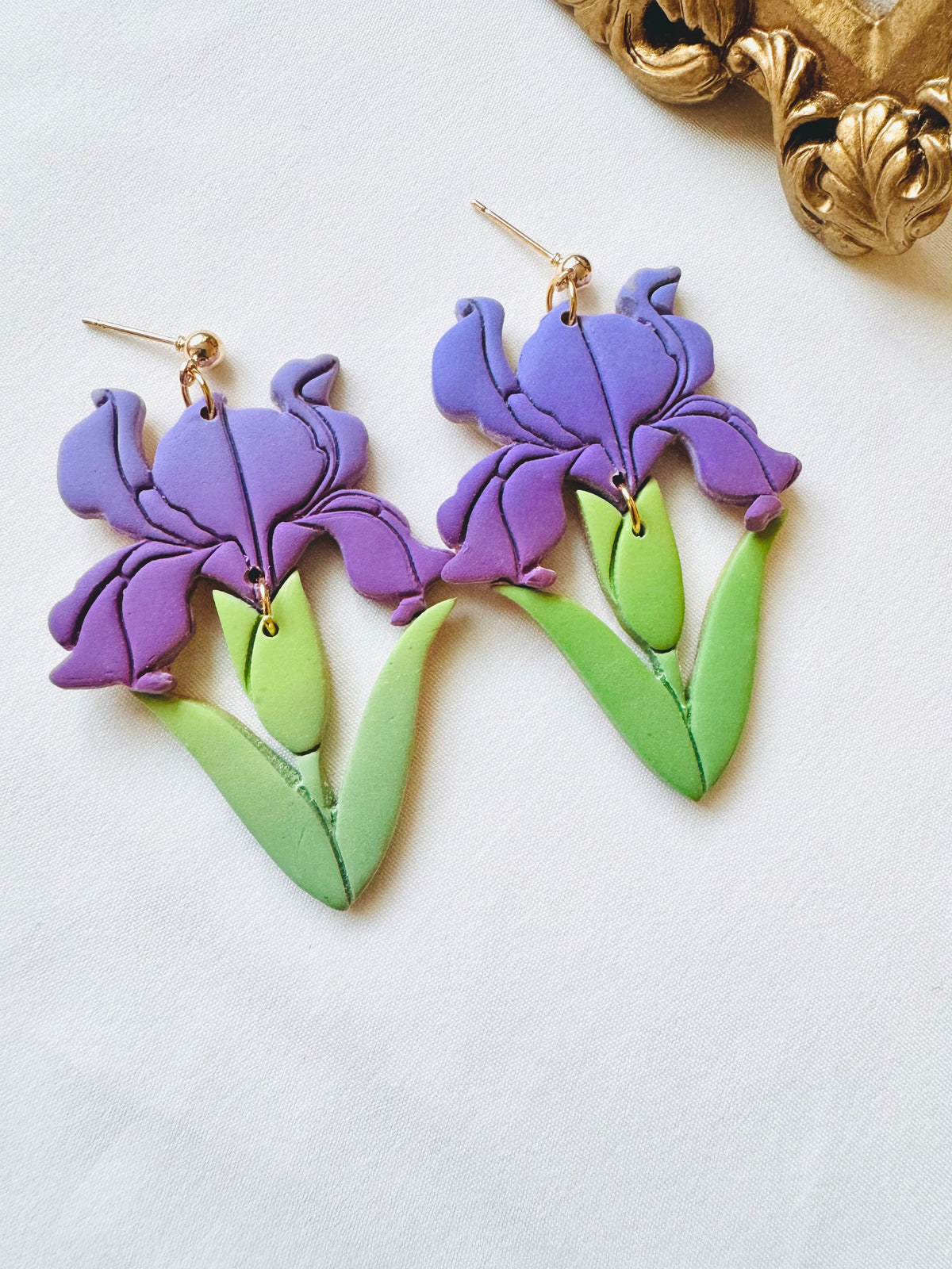 Iris Statement Flower Earrings | Polymer Clay Earrings