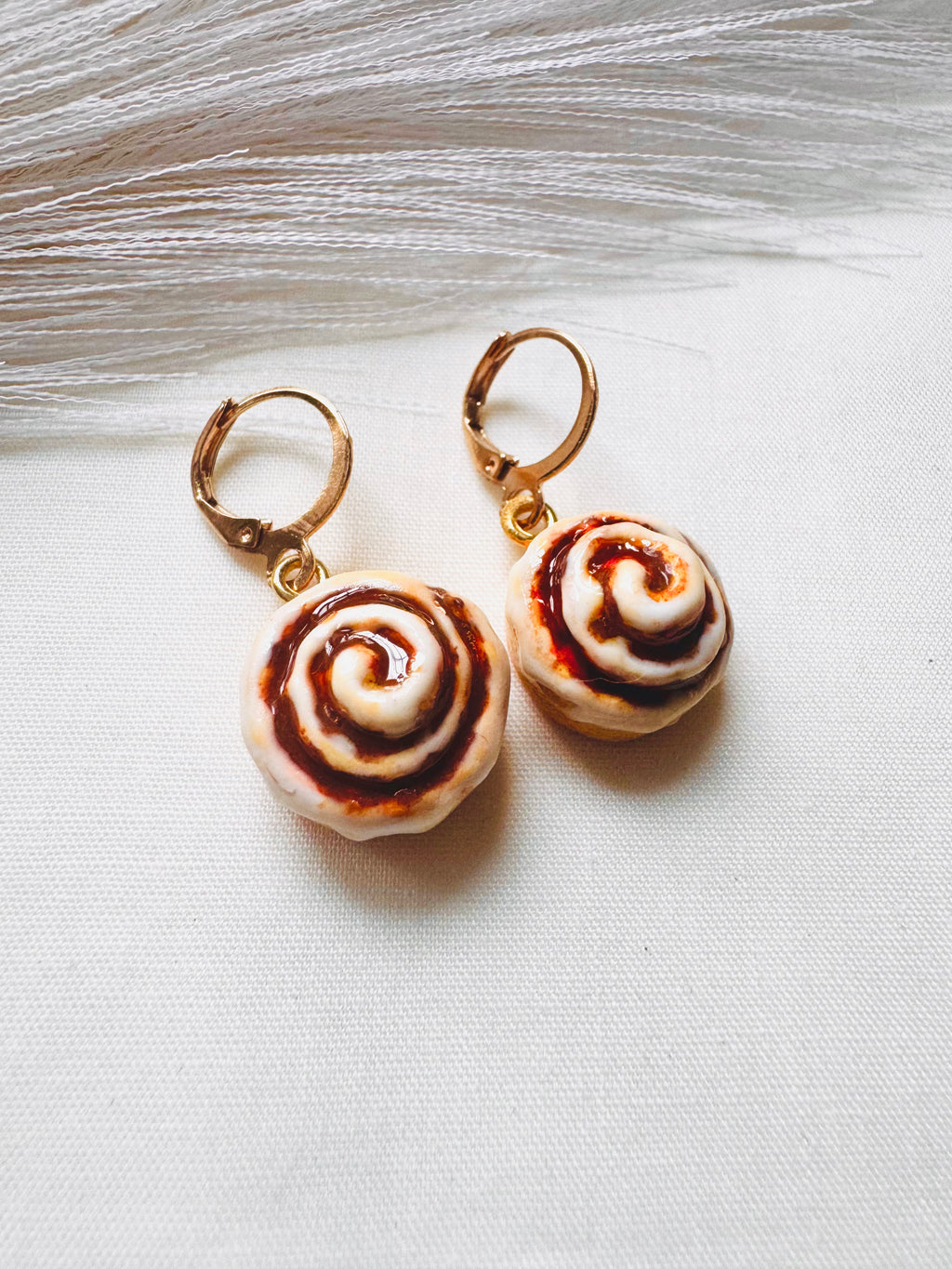 Cinnamon Roll Earrings - Breakfast Food Miniatures