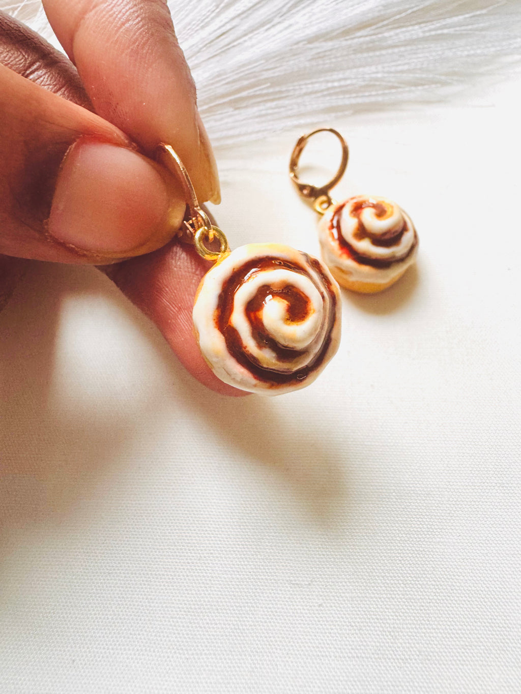 Cinnamon Roll Earrings - Breakfast Food Miniatures