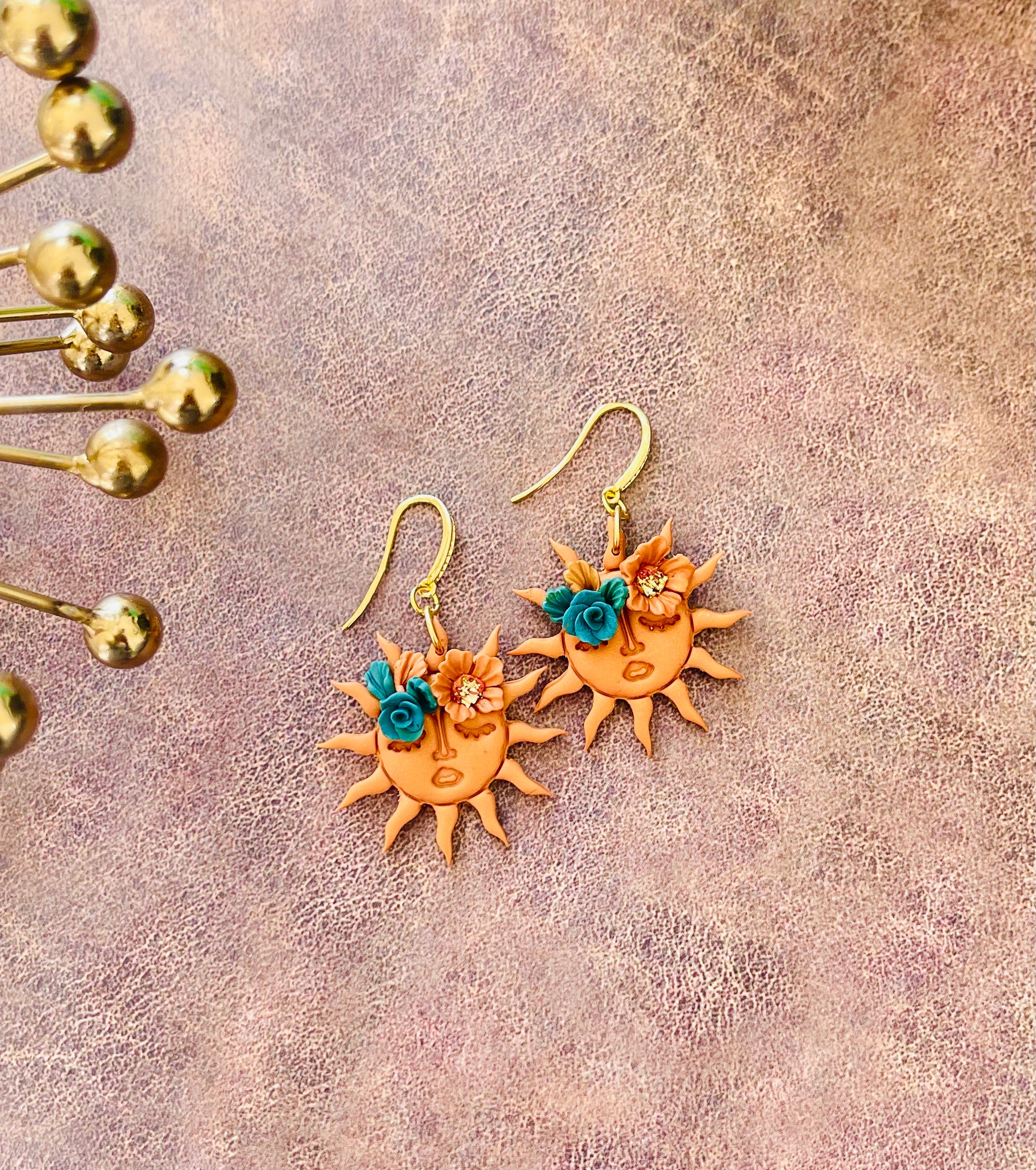 Mystic Sun Earrings | BoHo Sun Polymer Clay Earrings.